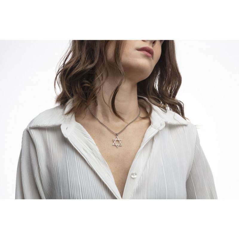 עדי סידלר שרשרת נירוסטה מגן דוד ... | תליון יהודי